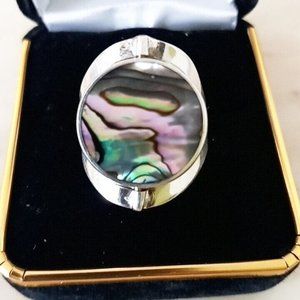 Ring Silver 950 Adjustable Ring with natural stones 2 colors/reversible new